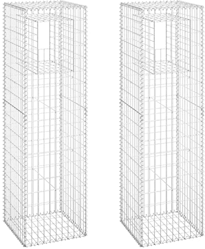 Chusui Gabionensäulen 2 STK Gabionen Säule, Gabionen Zaun, Gabionen Pfosten, Gartenzäune Für Den Außenbereich, 50x50x180 cm Eisen