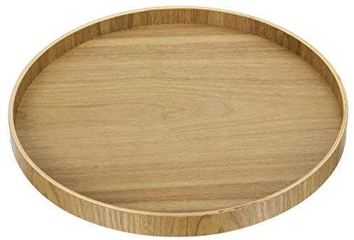 PATIKIL Wood Serving Tray 11 Inch, Round Decorative Platter for Home Decor Kitchen Table Candle Holder