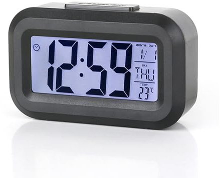 WanderGo Digital Alarm Clock, Small Size Digital Clock for Kids with LED Display Backlight Date/Time/Temp/Snooze for Bedroom Home Office Travel Alarm Clock(Black)