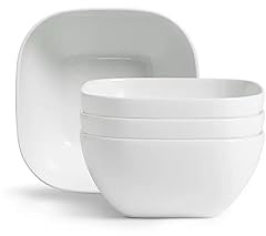 Riko Square 4 Piece Cereal Bowls Porcelain Cereal Bowls Add A Designer Touch to Your Table It's Hip to Be Square - White