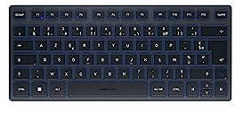 CHERRY KW 7100 MINI BT, Kompakte Multi-Device-Tastatur mit 3 Bluetooth-Kanälen, Französisches Layout (AZERTY), Flaches Design, inkl. Transporttasche, Slate Blue