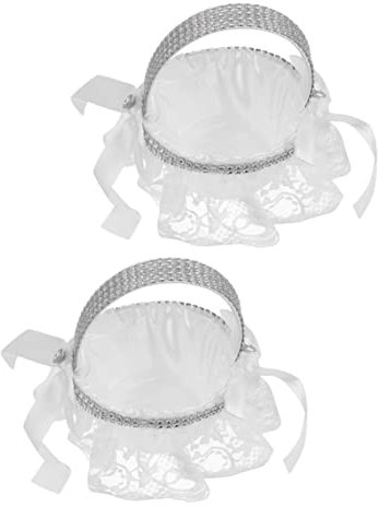 Gadpiparty 4stücke Hochzeitsblumenkörbe Mit Schleifenrand Dekorative Blütenkorb Für Blumenmädchen Für Hochzeiten Jubiläen Und Geburtstagsfeiern Multifunktional Als Deko Und