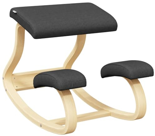 vidaXL Kniestuhl, Kniehocker mit dicken Posltern, Ergonomischer Stuhl 120 kg Belastbarkeit, Bürostuhl Gesundheitsstuhl, Schwarz Birkensperrholz