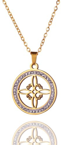 UNIFT Collier nœud de sorcière pour femme en acier inoxydable avec pendentif nœud celtique irlandais à 4 pointes