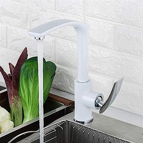 Küchenarmaturen, Küchenarmatur, Wasserhahn, Weißer Sprühlack-Wasserhahn, 360-Grad-Küchenfrontplatte, Deck-Wasserhahn, Heißer Und Kalter Wasserhahn