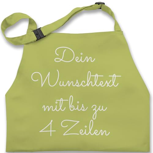 Kinderschürze Schürze Kinder Jungen Mädchen - Aufdruck selbst gestalten - Wunschtext I Geschenk personalisiert - 7-14 Jahre - Hellgrün - junge personalisierte bedrucken schürzen