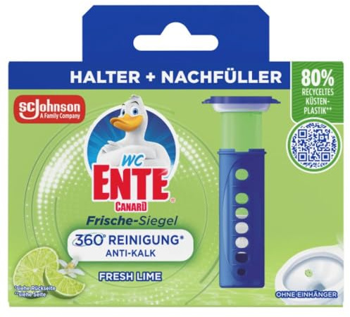 WC-startset anka färsk tätning toalett gel citron 36 ml | Toalettrengöringsmedel utan skål + 1 refill, gelformel, fräsch, hygienisk, ren, lätt att använda