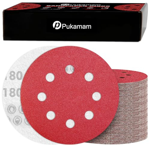 120PCS 125mm Sanding Discs 180 Grit for Random Orbital Sander Hook and Loop Sandpaper Set