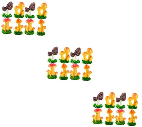 Toddmomy 24pièces Figurines De Champignons Miniatures pour Décoration De Paysage Accessoires Colorés pour Terrarium Et Éléments De Décoration Table