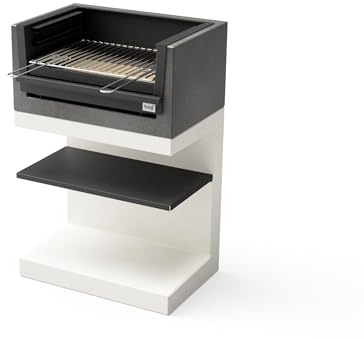TUOZI - Einbaugrill für Holz und Holzkohle Modell KITAWAY MINI GRILL (Grau/Weiß - 63 x 41,5 x 96 cm) REF: T00559 - Für den Außenbereich