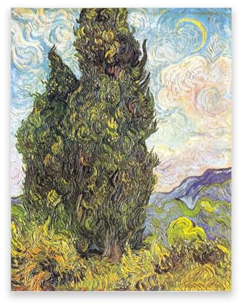RYLJCZ Reproduktion von Ölgemälden von Van Gogh – Zypressen –impressionistische bilder–Bilder zur Wohnzimmerdekoration, 70 x 98 cm (27,6 x 38,5), rahmenlos