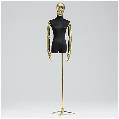 Torso-Mannequin-Ständer, weibliche Maniquins-Körper-Kleiderform für Nähen und Geschäfte, Abnehmbarer Schaufensterpuppen-Torso im halben Maßstab für Nähen und Schneiderinnen (A Gold Gold)