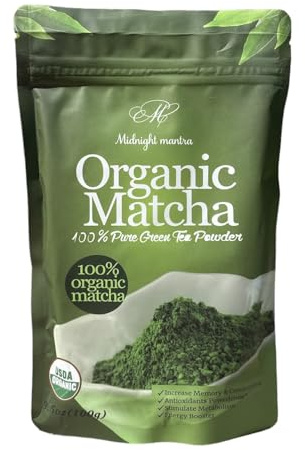 MIDNIGHT MANTRA Ceremonial Grade Matcha Green Tea Powder, USDA Certified 100g (Pack of 1)