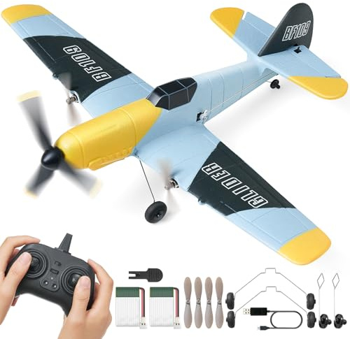 VEVOR RC-Flugzeug, 2,4 GHz 3-Kanal-Fernsteuerungsflugzeug mit 6-Achsen-Gyrostabilisator, flugbereites Kampfflugzeug-Spielzeug mit 2 Batterien, RC-Segelflugzeug für Erwachsene, Kinder, Anfänger