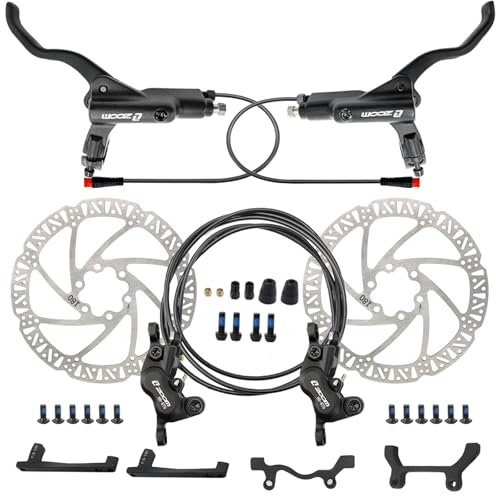 HAIKS Zoom HB876E Hydraulic Disc Brakes Set 4-Pistons E-Bike Electric Power-Off Hydraulic Brake Set with 180mm Rotors, Adapter Fit EBike Fat Bike Bicycle for Mountain Bike, Road Bike (Black)