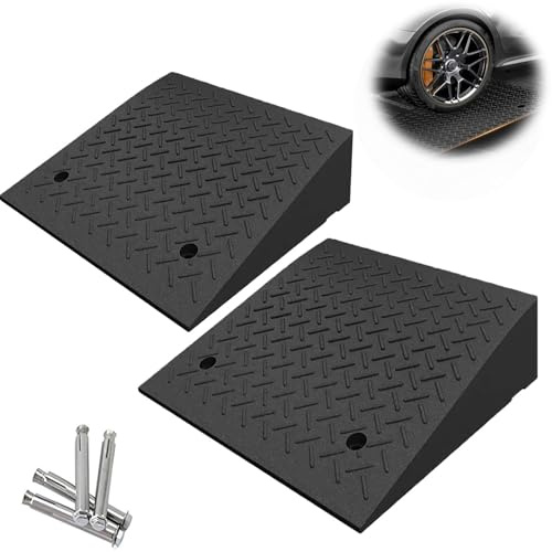 Gummi-Bordsteinrampe Auffahrrampe Tragbar Rollstuhlrampe Autorampe Türschwellenrampe Leichte Schwellenrampe Bordsteinrampen Für Gehwege Fahrrad Motorrad Handwagen(50x50x18cm)