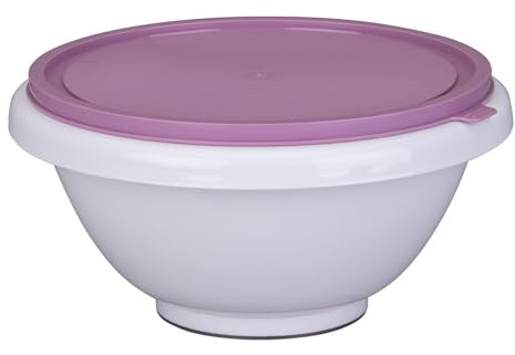 Große Rührschüssel Sweet Sensation mit Deckel 4,5 Liter – Perfekt für Back- und Kochliebhaber, Anti-Rutsch-Boden, spülmaschinengeeignet, Weiß/Frozen Rose