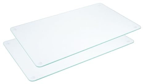 Contacto 2 Stück Glas-Schneidebretter 50x30 cm – kratzfest, bruchsicher, hitzebeständig, mit antirutsch Füßen, hygienisch & spülmaschinengeeignet