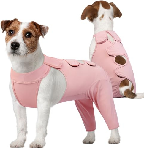 Kuoser Hundebody Nach Op, Erholungsanzug für Hund und Hündin, Anti-Wundlecken Bodysuit, Halskrause Alternative, Rosa