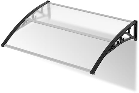 Joparri Toldo para Puerta de Entrada 100x150 cm, marquesina de policarbonato 6 mm, arqueada Transparente, Extremadamente Resistente a la Intemperie, Protege contra la Lluvia, la Nieve y los Rayos UV