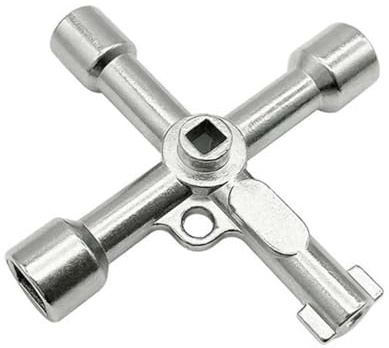 AUEFUDQ Llave Multifuncional de 4 Puntas, Llave de Utilidad Multifuncional, Llave Cruzada, Llave de Medidor de Agua, para Contador Agua, Armario Eléctrico, Ascensor, Contador Gas, Válvulas