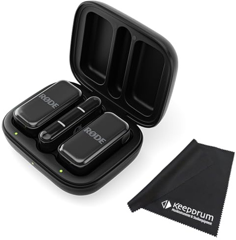 Rode Wireless Micro Drahtloses Mikrofon-System USB-C für Smartphones mit keepdrum Mikrofasertuch