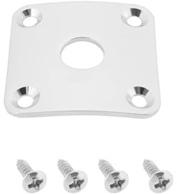 YINETTECH Quadratische Buchsenabdeckung für E-Gitarre Blech Buchsenabdeckplatte 35 X 35 Mm Öffnung 10 Mm mit Schrauben Kompatibel mit Gibson Les Paul Passend für 1/4-Zoll-Buchse Silberfarben