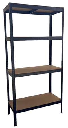 SCHULTE Regalwelt Schwerlastregal, 180x90x40 cm (HxBxT) | mit 4 MDF-Böden, 175 Kg Traglast pro Boden, schwarz