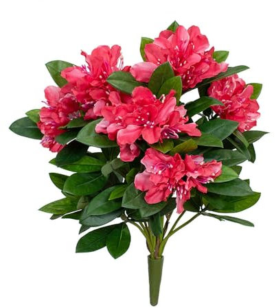FloristryWarehouse Artificial Rhododendron Bush Flame Retardant 45cm/17 Inches Tall Rich Pink