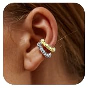 LAURITAMI 2 Pezzi Ear Cuff Orecchini Donna, Orecchini Clip Senza Buco Ear Cuff Acciaio Inossidabile Finti Cartilagine Helix Piercing Gioielli Oro Argento