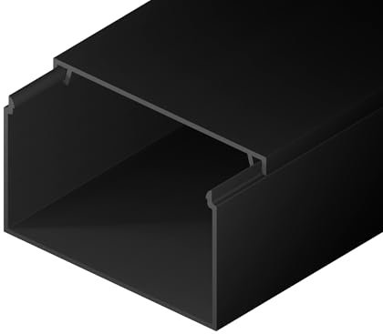 EDO Kabelkanal 100x60 mm Dunkelanthrazit – 2 m Kabelschacht mit Klappdeckel zur Schraubmontage – Aufputz Kabelabdeckung für Wand, TV, Büro – Kabel Organizer für Innenbereich