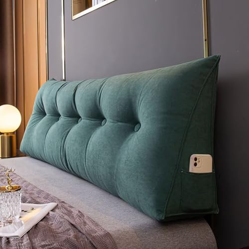 Generisch Rückenkissen Bett 180 cm, Dunkelgrün Chenille Lesekissen für Bett und Sofa, Lang Keilkissen Rückenpolster für die Wand, Sitzkissen, Wandkissen, Groß Rückenlehne Kissen mit Waschbarem Bezug