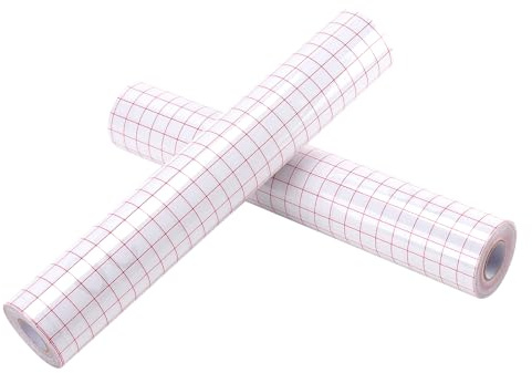 SINJEUN 2 pellicole di trasferimento plotter 30,5 cm x 10 m bianco e rosso pellicola di trasferimento plotter con griglia rossa per decalcomanie, cartelli, adesivi