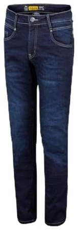 Moore Pantalón de Moto Five 2 Azul – Denim 12oz con Kevlar®, Protecciones CE Nivel 2, Corte Slim Fit, Certificación EN 17092:2020 AA