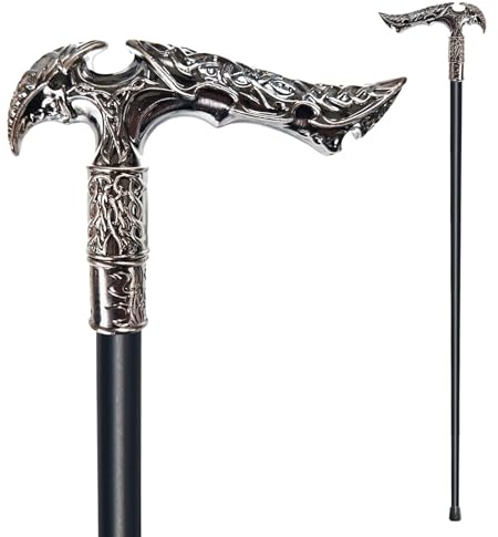YIVIYAR Gehstock für Männer, Frauen und Senioren, 91,9 cm, strapazierfähig, 150 kg Kapazität, ergonomischer Griff, verziert, dekorativ, stilvoll, schwarzer Metall-Gehstock