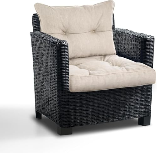 PFM HOME - Sitzauflagen Gartenmöbel mit Rückenkissen Set - Outdoor Polster für Gartenmöbel Auflagen Lounge-Kissen - 2-er-Set: Sitzkissen 40x40 cm mit Rückenkissen 50x40 cm