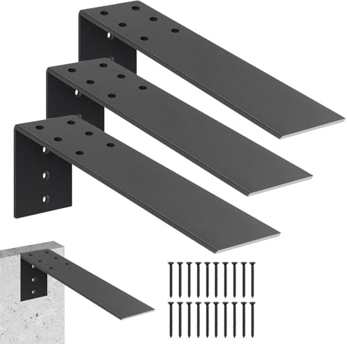 WENHUALI 10 x 4 x 2.5 L Shelf Hidden Countertop Support Brackets, 3-Pack Heavy Duty Counter Support Bracket for Granite, Quartz, Wood & Concrete Countertops with Screws