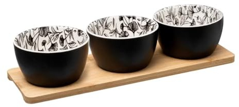 Paris Prix Secret de Gourmet - Set Apéritif 4 Pièces White Floral 31cm Noir