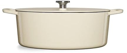 Fissler Moments Collection Gusseisen-Bräter, Elfenbeinweiß, Oval, 33 cm, Emailliert