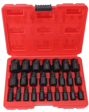 Set di estrattori per viti, set di estrattori per viti con gambo esagonale da 25 pezzi, kit per l'estrazione senza sforzo di viti e bulloni danneggiati e spanati, per meccanici e fai da te (mancanza