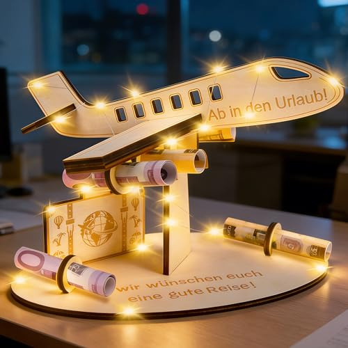 Geldgeschenk Reise und Geburtstag, Reisekasse Geschenk, Holz Flugzeug Geldgeschenk Reise, Reisekasse Geschenke für Frauen und Männer