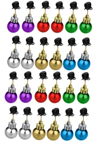 TOYANDONA Pinzas para Barba Navideñas 24 Unidades, Clips para Cabello Adornos de Bolas Navideñas Multicolor, Accesorios para Decoración de Barba en Fiestas de Navidad y Color Aleatorio