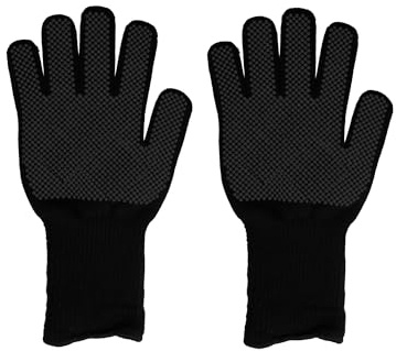 Amig - Gants Thermiques pour Barbecue - 34 x 18 cm - Noir - Fibre d'Aramide - Résistants à la Chaleur - Protection Thermique sur Gril et Four - Bon Manipulation Confortable en Cuisine - Mod. AM15
