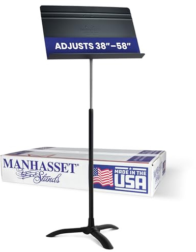 Manhasset Music Stand for Sheet Music - Tall Symphony Model 48TA - Long Lasting, Durable Manhasset Stand - Adjustable Height - 38 to 58 - Made in the USA