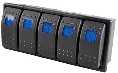 E Support 5 Pièces Interrupteur à Bascule Commutateur de Tableau 12V 20A 24V 10A Bleu LED Lumineuse Support Barre Interrupteur Bord Voiture 4 Broches