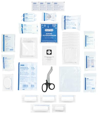 NEUE DIN 13157:2021 Erste-Hilfe-Koffer Nachfüllset, Füllung für Verbandskasten, Verbandkastenfüllung bestehend aus 85 Teilen inkl. Erste-Hilfe-Anleitung