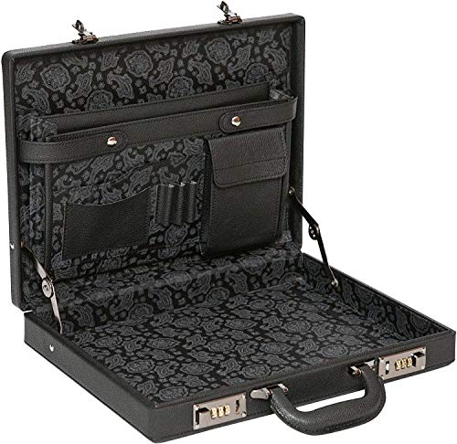 Tassia Briefcases - Slimline Attache Executive Business Briefcase - Deluxe Leather Expandable Executive Attaché Case Briefcase - Professional Attaché Case With Twin Combination Locks