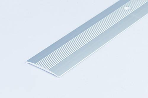 TMW Profiles Aluminium Floor Trim - Silver - 38mm – Grooved Door Threshold – Screw-Fix, 1m Long LPOR (Silver)