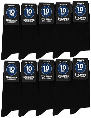 Occulto chaussettes noire homme & femme lot de 10-30 (modèle: Hermann) 10 Paires | Noir 39-42