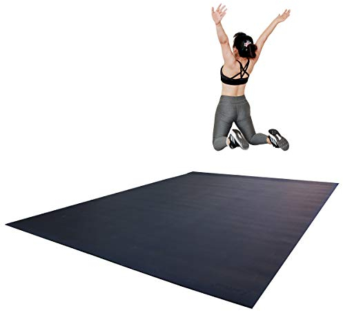 RevTime Extra große Trainingsmatte 2,4 x 1,8 m (96 Zoll x 72 Zoll x 1/4 Zoll) 7 mm dicke und hochdichte Matte für Cardio und Yoga Workouts, langlebige Gymnastikmatte, schwarz